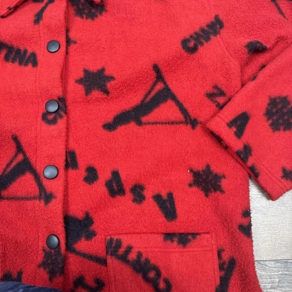 Women's Vintage 90s‎  Carole Little Red and Black Ski Print Fleece Jacket - Picture 3 of 7